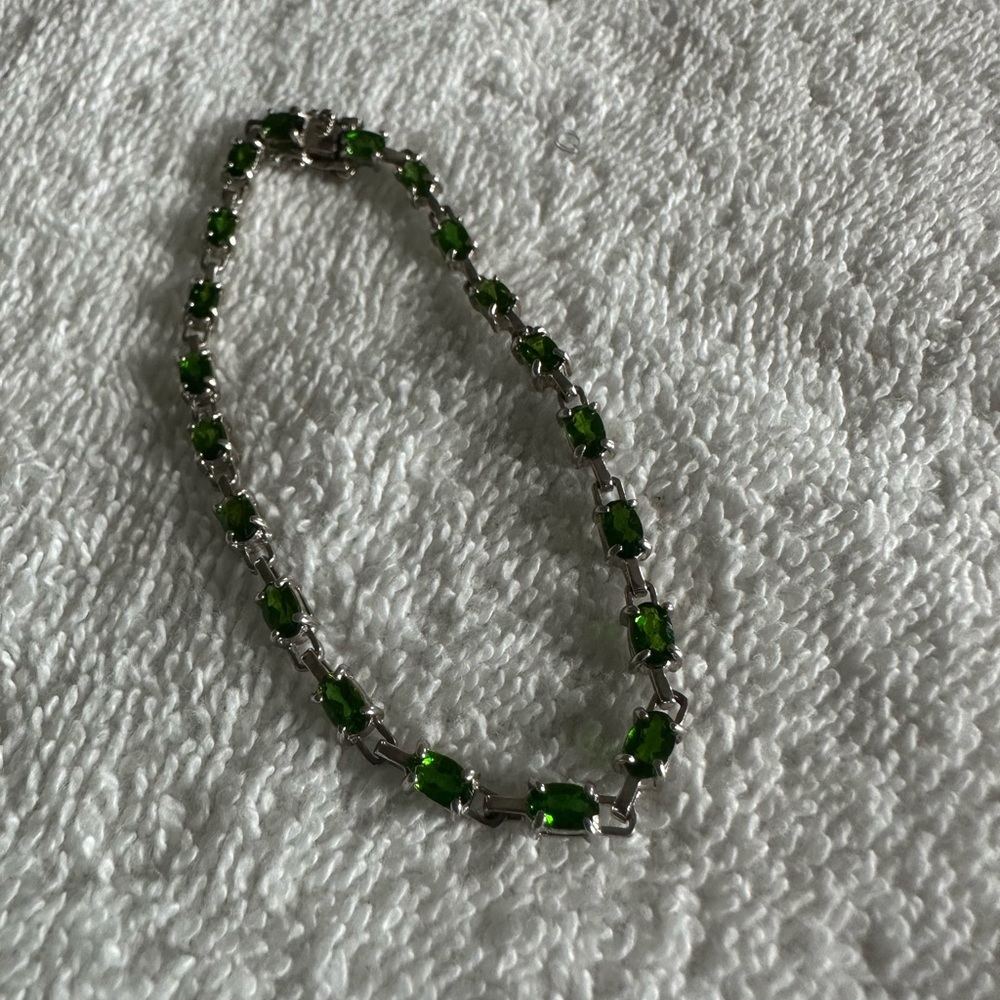 Elegant Silver and Chrome Diopside Bracelet